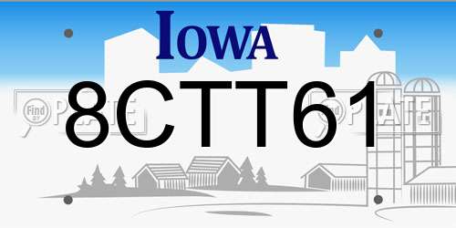 8CTT61 Iowa License Plate
