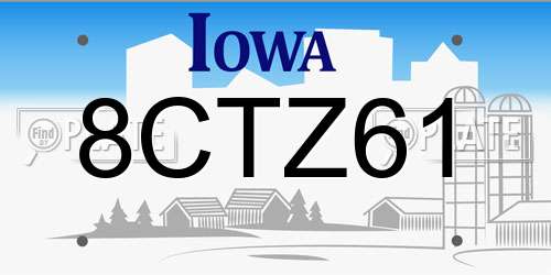 8CTZ61 Iowa License Plate