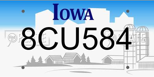 8CU584 Iowa License Plate