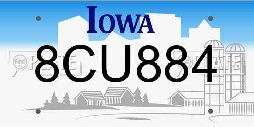 8CU884 Iowa License Plate