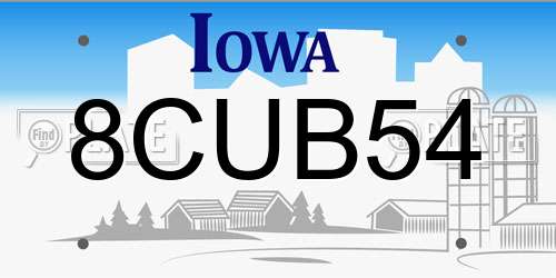 8CUB54 Iowa License Plate