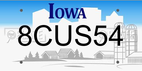 8CUS54 Iowa License Plate