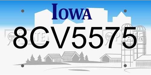 8CV5575 Iowa License Plate