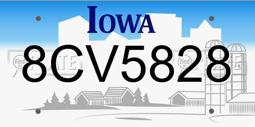 8CV5828 Iowa License Plate