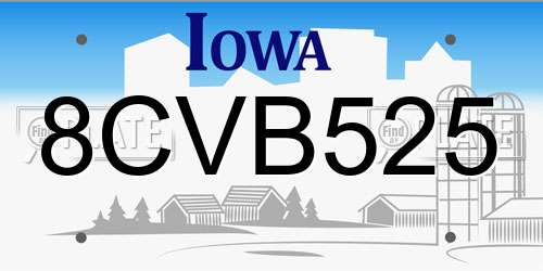 8CVB525 Iowa License Plate