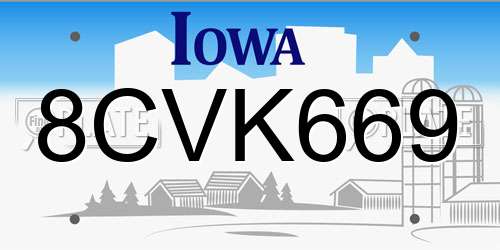8CVK669 Iowa License Plate