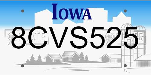 8CVS525 Iowa License Plate