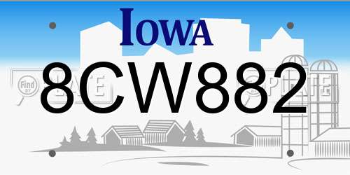 8CW882 Iowa License Plate