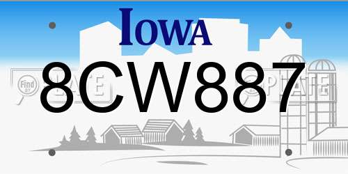 8CW887 Iowa License Plate