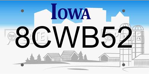 8CWB52 Iowa License Plate