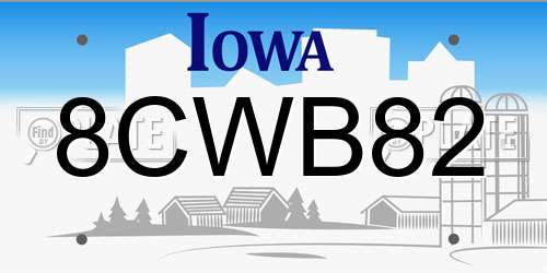 8CWB82 Iowa License Plate