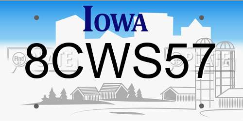 8CWS57 Iowa License Plate