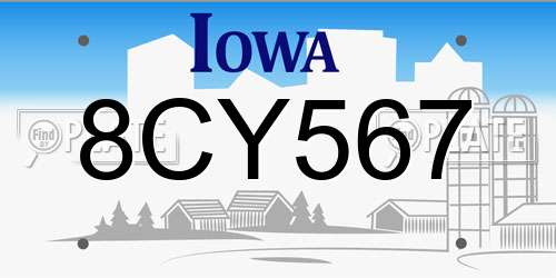 8CY567 Iowa License Plate
