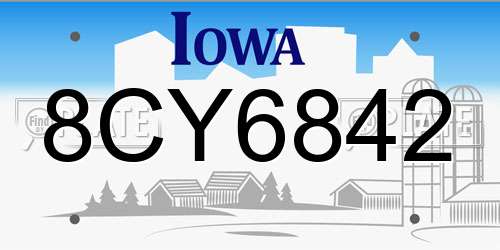 8CY6842 Iowa License Plate