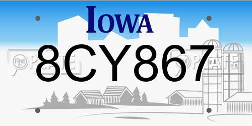 8CY867 Iowa License Plate