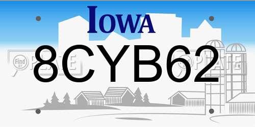 8CYB62 Iowa License Plate