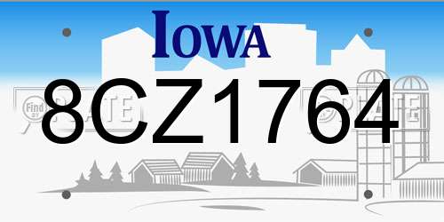 8CZ1764 Iowa License Plate