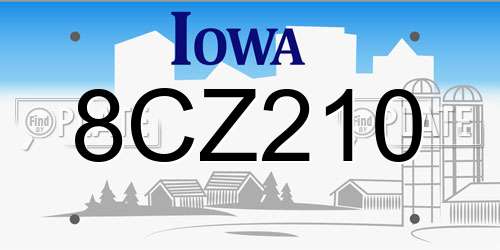 8CZ210 Iowa License Plate