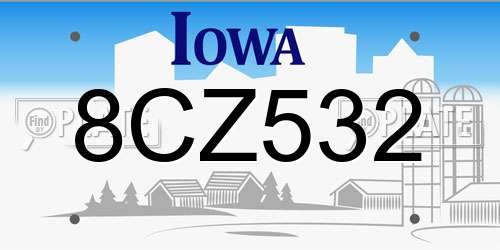 8CZ532 Iowa License Plate