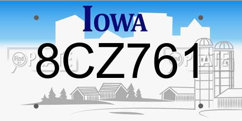 8CZ761 Iowa License Plate