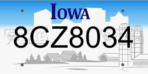 8CZ8034 Iowa License Plate