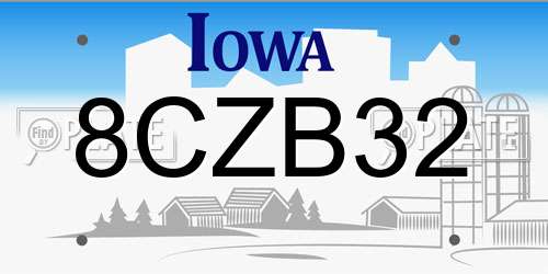 8CZB32 Iowa License Plate