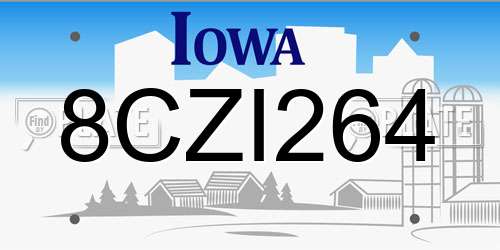8CZI264 Iowa License Plate