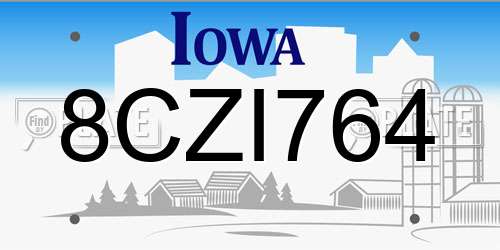 8CZI764 Iowa License Plate
