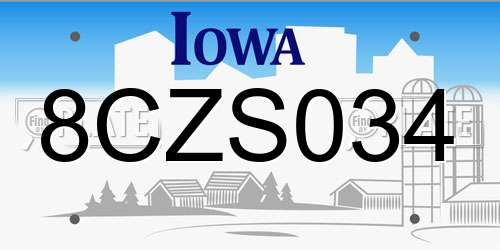 8CZS034 Iowa License Plate