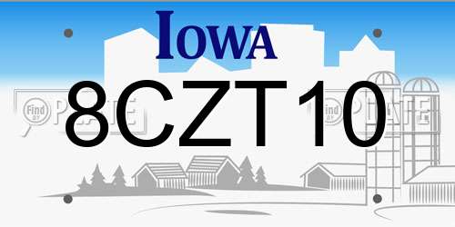 8CZT10 Iowa License Plate