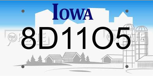 8D11O5 Iowa License Plate