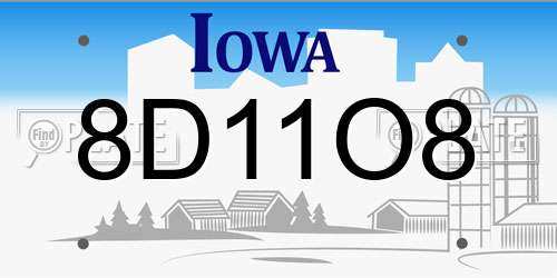 8D11O8 Iowa License Plate