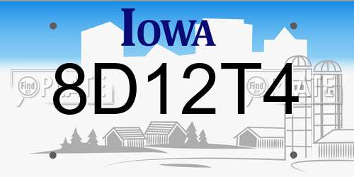 8D12T4 Iowa License Plate