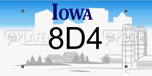 8D4 Iowa License Plate