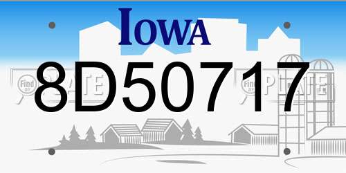 8D50717 Iowa License Plate