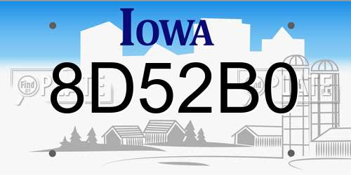 8D52B0 Iowa License Plate