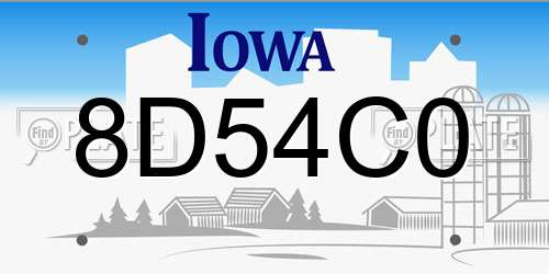 8D54C0 Iowa License Plate