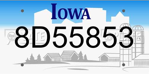 8D55853 Iowa License Plate
