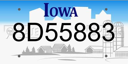 8D55883 Iowa License Plate