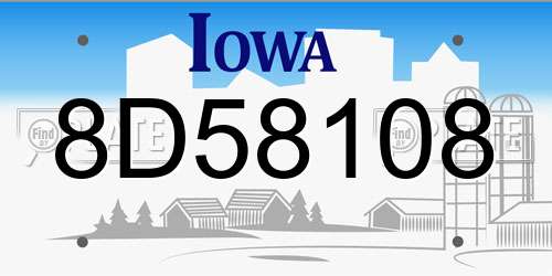 8D58108 Iowa License Plate