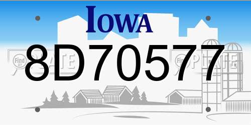 8D70577 Iowa License Plate