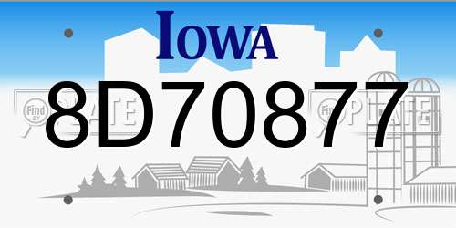 8D70877 Iowa License Plate