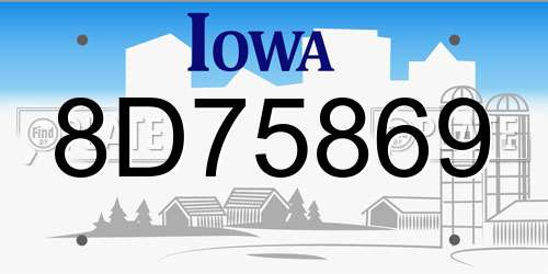 8D75869 Iowa License Plate