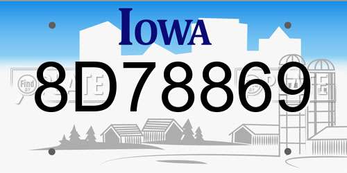 8D78869 Iowa License Plate