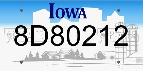 8D80212 Iowa License Plate