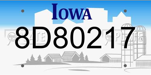 8D80217 Iowa License Plate