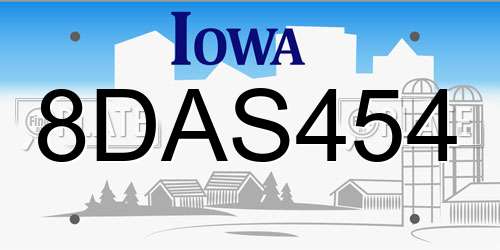 8DAS454 Iowa License Plate
