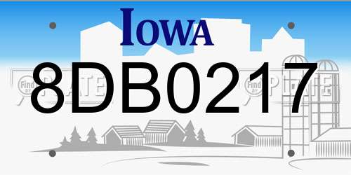8DB0217 Iowa License Plate