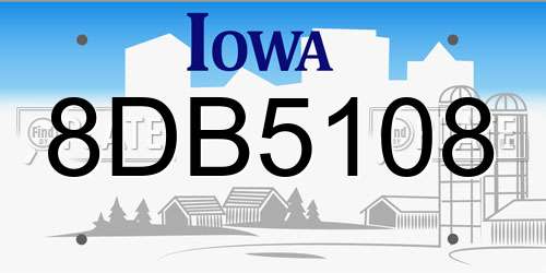 8DB5108 Iowa License Plate