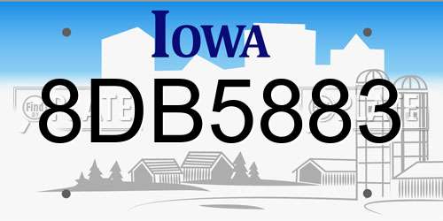 8DB5883 Iowa License Plate